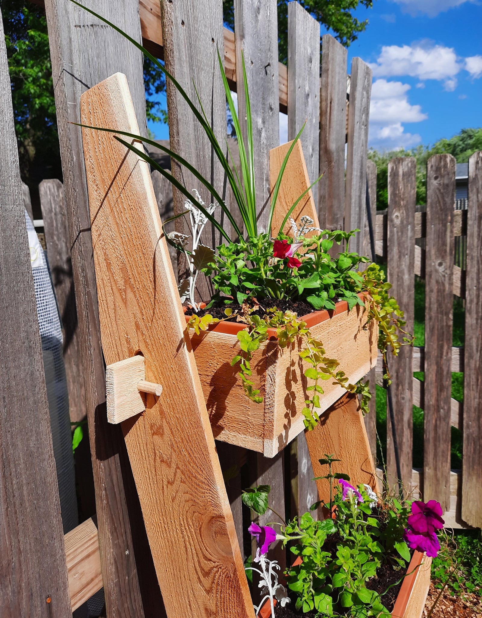 3-Tier Vertical Cedar Standing Planter Box