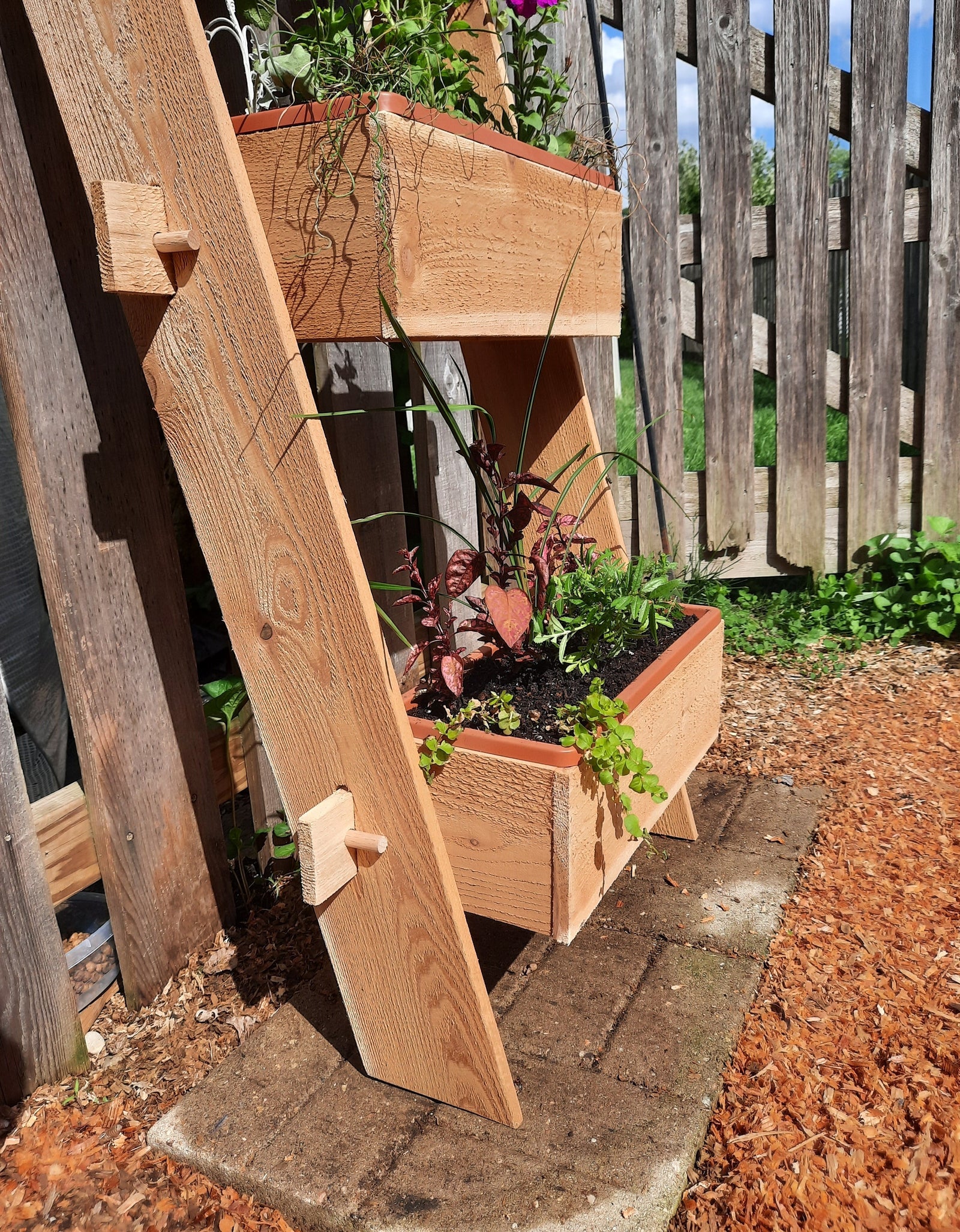 3-Tier Vertical Cedar Standing Planter Box