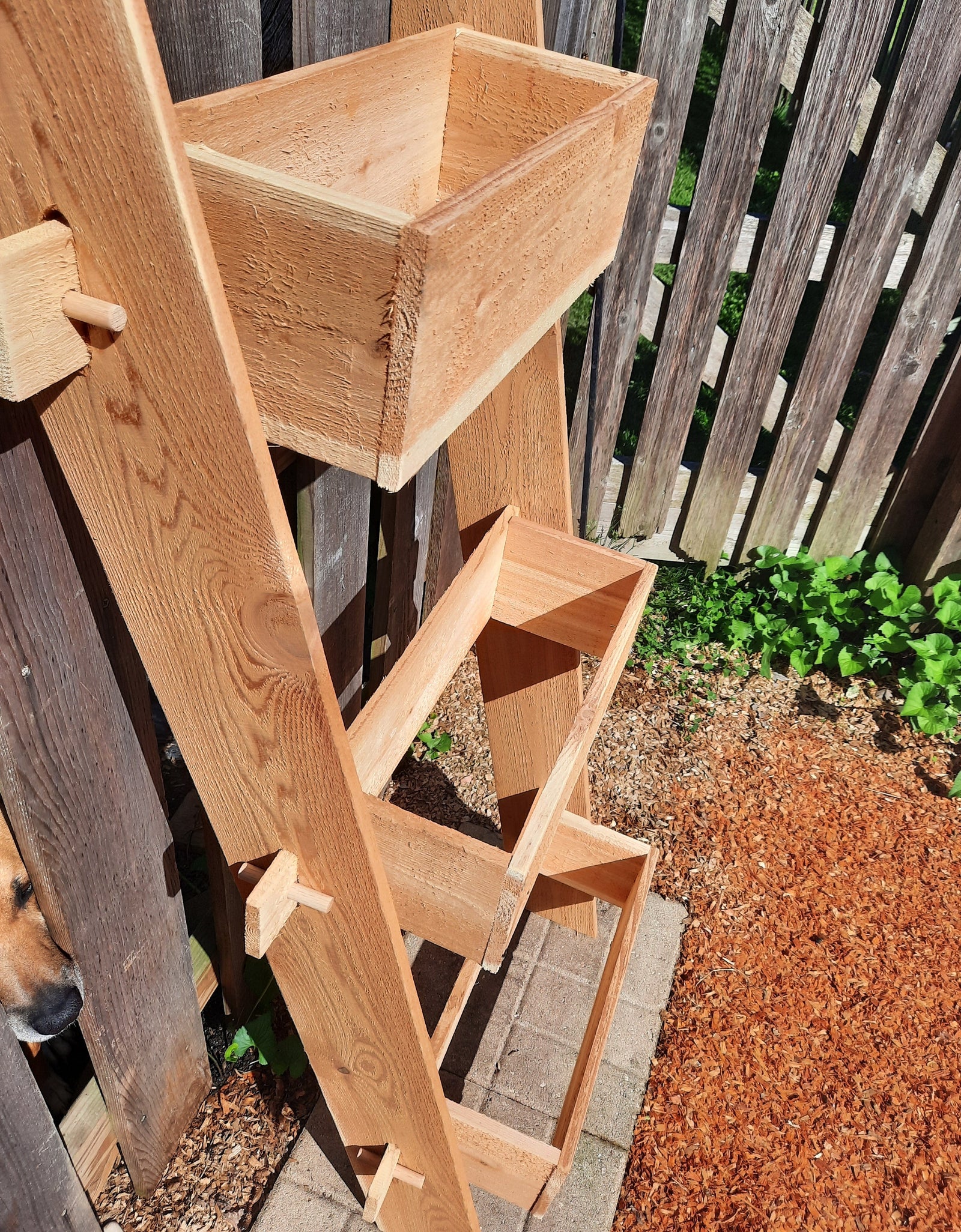 3-Tier Vertical Cedar Standing Planter Box