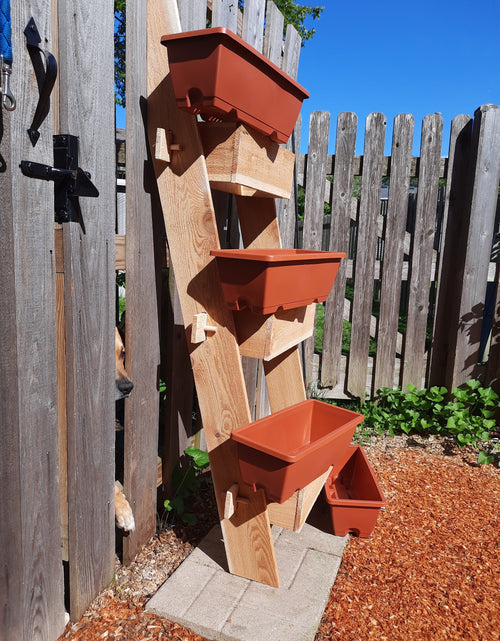 Load image into Gallery viewer, 3-Tier Vertical Cedar Standing Planter Box
