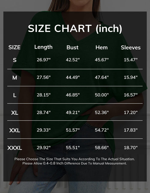 Load image into Gallery viewer, ATHMILE Womens Oversized V Neck T Shirt Ice Blue Casual Soft Size M
