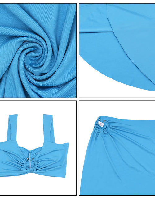 Load image into Gallery viewer, BOLLEY JOSS Women's Sexy 2 Piece Maxi Skirt Set Blue Polyester Size M
