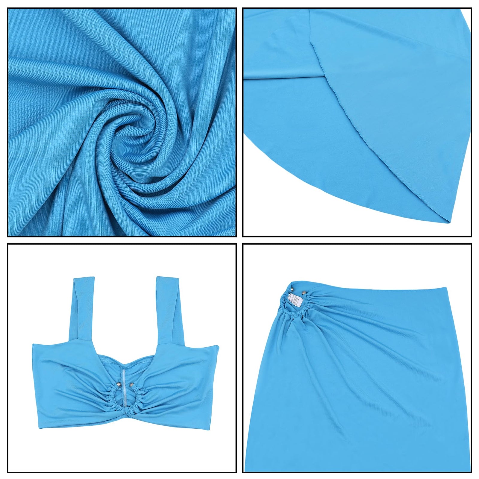 BOLLEY JOSS Women's Sexy 2 Piece Maxi Skirt Set Blue Polyester Size M