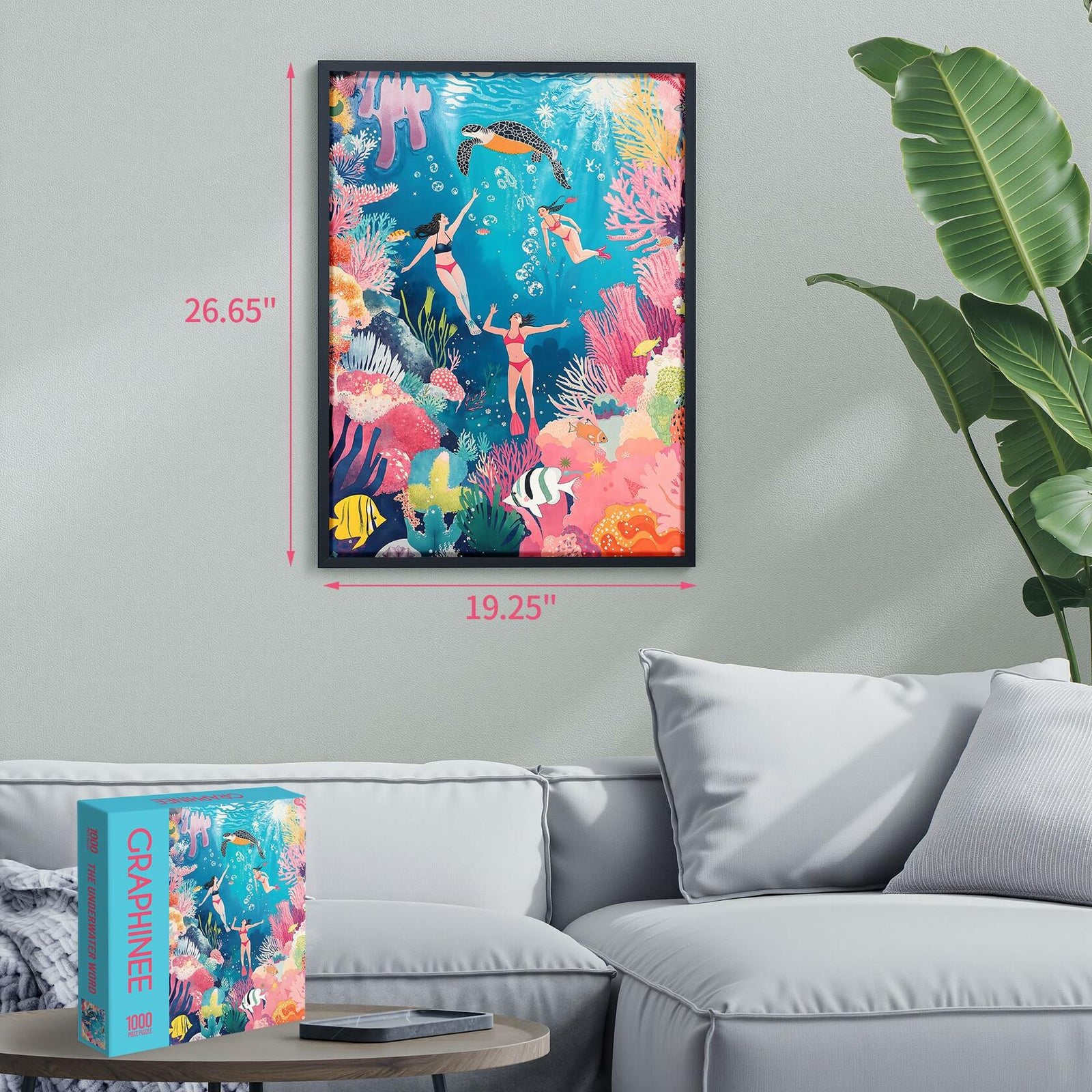 Graphinee 1000pcs Undersea World Jigsaw Puzzle Colorful Animals Paper