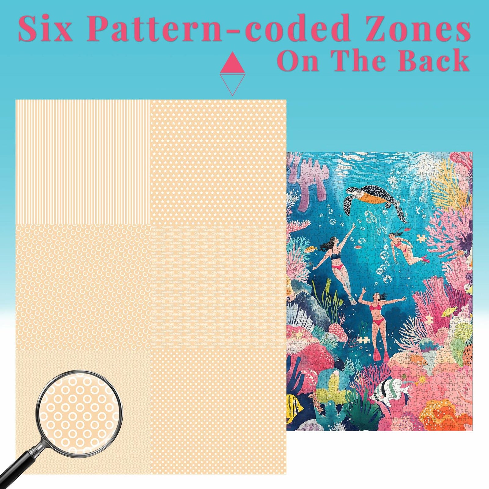 Graphinee 1000pcs Undersea World Jigsaw Puzzle Colorful Animals Paper