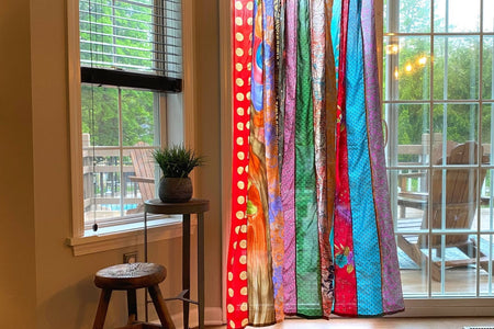 Rainbow Oasis Drapes – Upcycled Boho Curtains