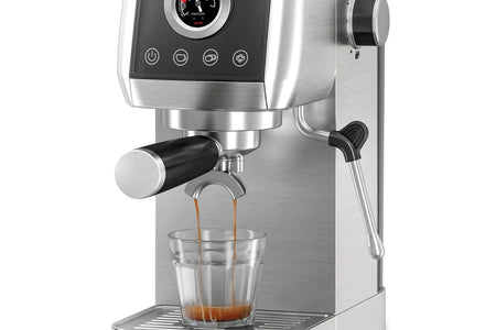 Wirsh 20 Bar Espresso Machine with Plastic Free Portafitler and Steamer, Pressure Gauge, Touch Screen, Full Stainless Steel (Home Barista Plus)